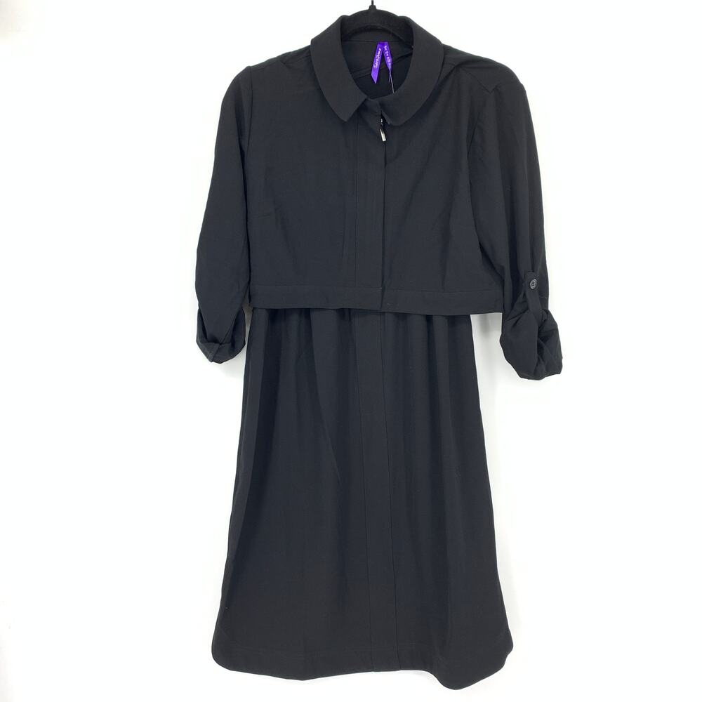 Seraphine Grace Zip Up Nursing Dress Womens Size 4 Black Detachable Jacket NEW
